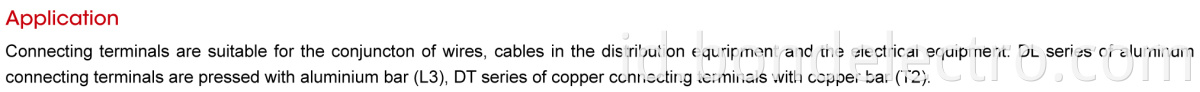 DL Series Copper Aluminum Connector Terminals Parameter